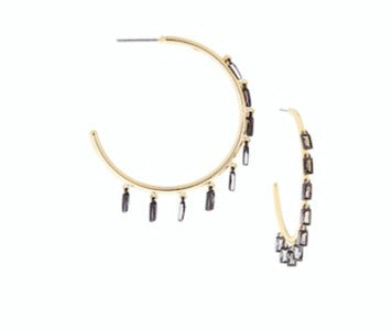 Marlyn Schiff Large Hoop with Baguette Charms Earring