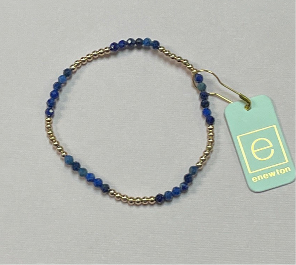 enewton Blissful Pattern 2.5mm Gold Bead Bracelet with Lapis