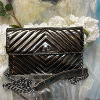 Chinese Laundry Riley Faux Patent Leather Quilted Clutch/Crossbody Handbag