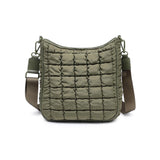 Sol and Selene Aura - Quilted Nylon Puffer Crossbody Handbag in Olive