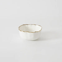 Pampa Bay Small Organic Square Bowl in White with Gold Trim