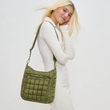 Sol and Selene Aura - Quilted Nylon Puffer Crossbody Handbag in Olive