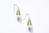 Sea Lily Gold Wire Pearl Dangle Earring