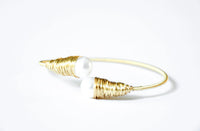 Sea Lily Gold Wire Pearl Bangle Bracelet