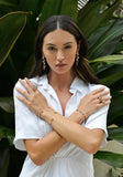 Anabel Aram Orchid Pave Clear Shimmering White Bangle Bracelet