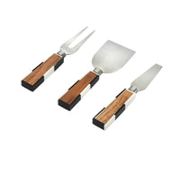 Checker and Wood Cheese Knife Set