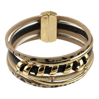 Origin Metal Twist and Printed Leather Magnetic Bracelet