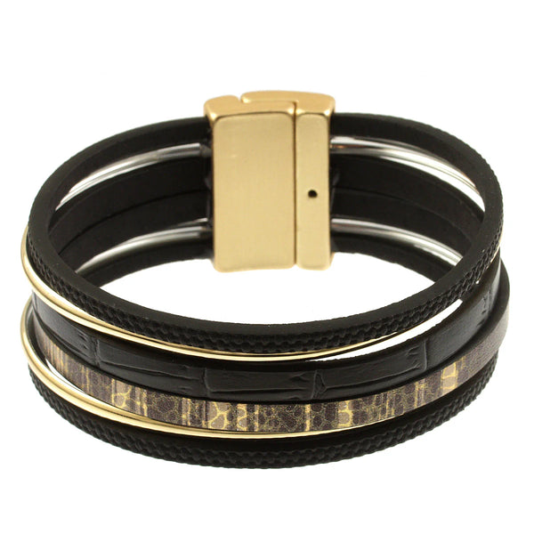 Origin Multi Row Bracelet - Printed Leather, Solid Leather and Metal