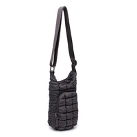 Sol and Selene Let it Flow - Quilted Nylon Puffer Crossbody Handbag in Black