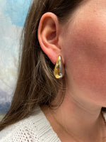 Elizabeth and Rose Two-Tone Stainless and Gold Droplet Waterproof Earring