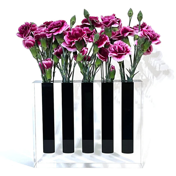 Margo Rebecca Acrylic Five Station Bud Vase in Black