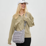 Sol and Selene Aura - Quilted Nylon Puffer Crossbody Handbag in Grey