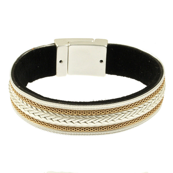 Origin Textured Multi Row Texture and Braided Bracelet