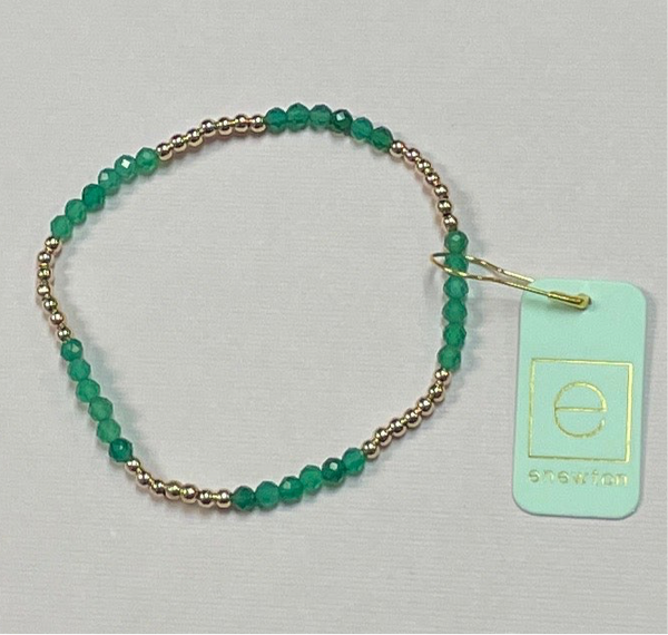 enewton Blissful Pattern 2.5mm Gold Bead Bracelet with Green Onyx