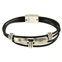 Origin Leather and Metal Bar Bracelet