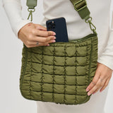 Sol and Selene Aura - Quilted Nylon Puffer Crossbody Handbag in Olive