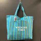 Quilted Koala Stripe Beach/Lake/Weekend Tote in Blue Multi