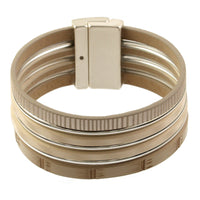 Origin Textured Multi Row Bracelet in Nude and Beige with Silver
