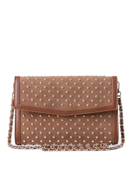 Haute Shore Beth in Saddle Studded Suede Handbag