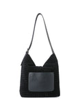 Haute Shore Sandy Hobo Handbag in Woven Black Faux Suede