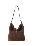 Haute Shore Sandy Hobo Handbag in Woven Chocolate Faux Suede
