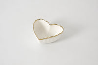 Pampa Bay Small Heart Bowl in White with Gold Trim