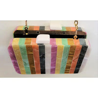 Ricki Designs Rainbow Stripe Wood and Resin Box Bag