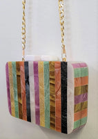 Ricki Designs Rainbow Stripe Wood and Resin Box Bag