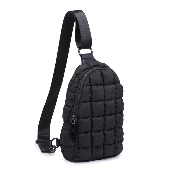 Sol and Selene Rejuvenate - Quilted Puffer Nylon Sling Backpack in Black