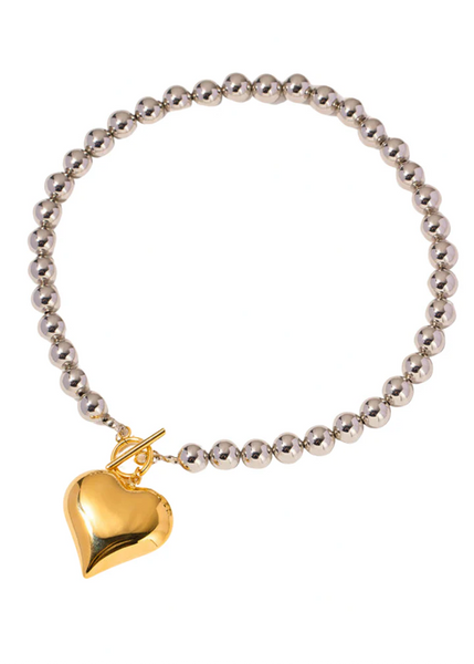 Hjane Jewels Two Toned Heart Necklace