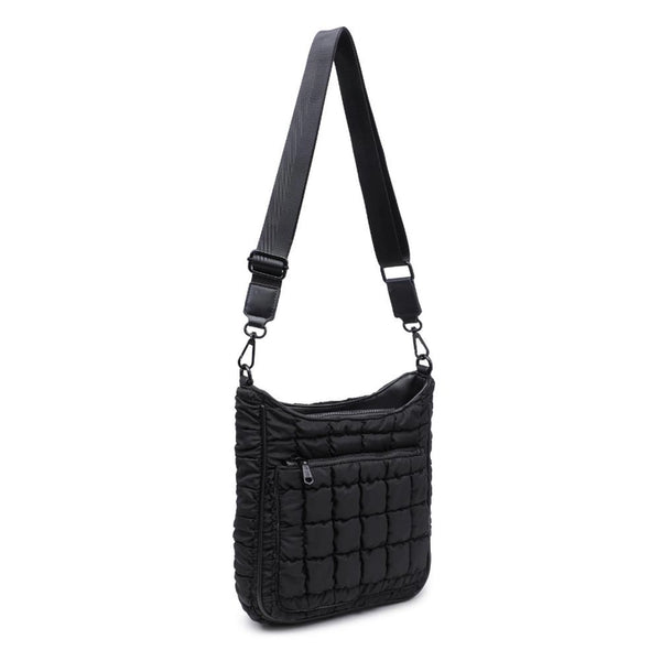 Sol and Selene Aura - Quilted Nylon Puffer Crossbody Handbag in Black