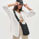 Sol and Selene Let it Flow - Quilted Nylon Puffer Crossbody Handbag in Black