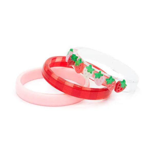 Lilies and Roses Strawberry and Red Checkered Bangle (Set of 3)