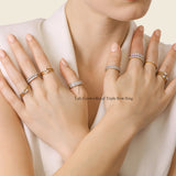 Unmined Lab-Grown Diamonds -  Bezel Bold Triple Row Ring in Gold