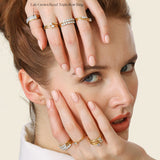 Unmined Lab-Grown Diamonds -  Bezel Bold Triple Row Ring in Gold