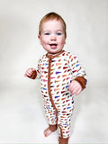 Goosies Long Sleeve Zip PJ - Varsity Flags in 12/18 months only