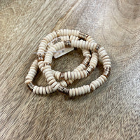 Persuasion Wood Bead and Metal Stretch Bracelet