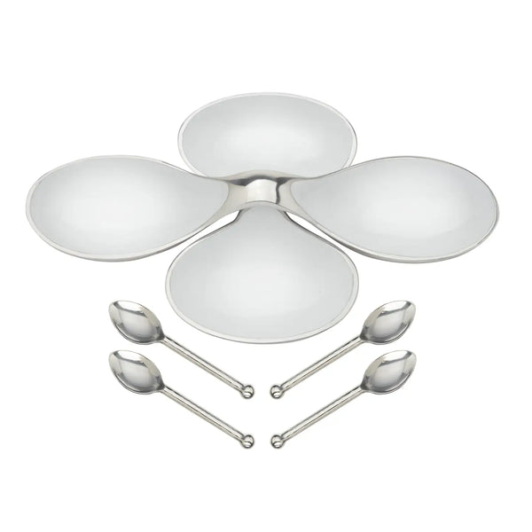 Inspired Generations White Helix Bowls with 4 Simple Spoons