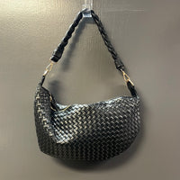 Remi and Reid Peppa Convertible Large Woven Hobo Handbag in Black