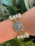 Erin Knight Designs Vintage 1950's Richelieu Pearl and Rhinestone Bracelet