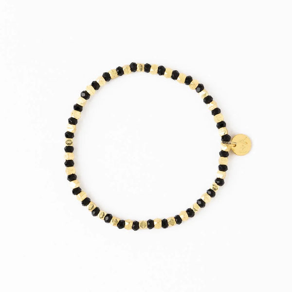 Ink + Alloy Louise Crystal Stretch Bracelet Black + Gold