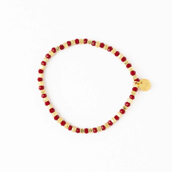 Ink + Alloy Louise Crystal Stretch Bracelet Red + Gold