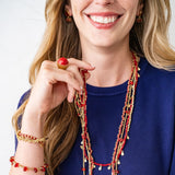 Ink + Alloy Louise Crystal Stretch Bracelet Red + Gold