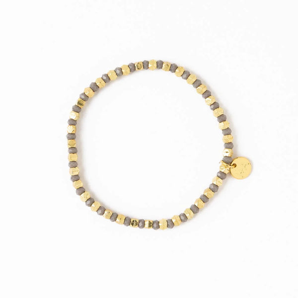 Ink + Alloy Louise Crystal Stretch Bracelet Grey + Gold