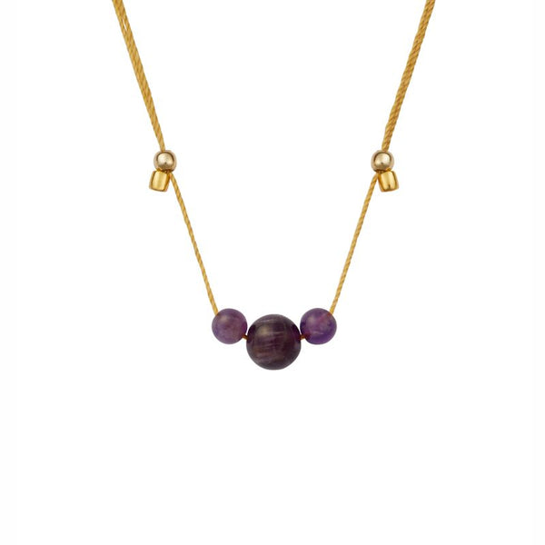 &Livy HyeVibe Multi Gemstones Necklace - Amethyst on Gold