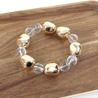 Persuasion Glass and Metal Bead Stretch Bracelet