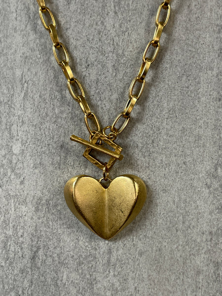 Yochi Geofie Vintage Heart Pendant Necklace