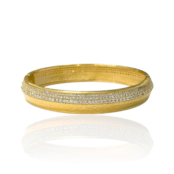 Tat2 Gold Pave Norma Hinged Bangle Bracelet