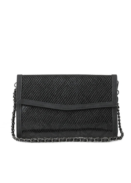 Haute Shore Beth in Black Python with Suede Accents