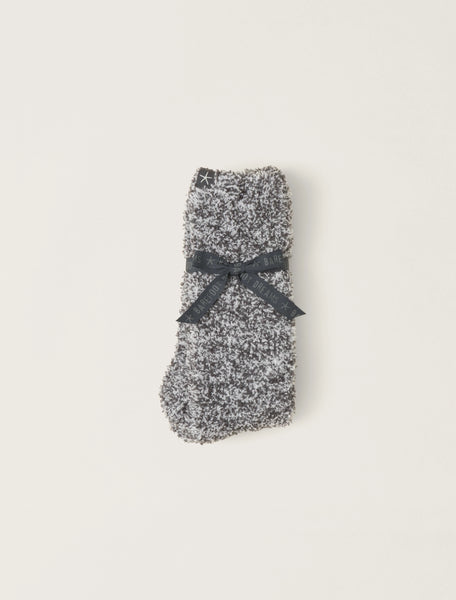 Barefoot Dreams CozyChic Heathered Socks in Slate Blue/White